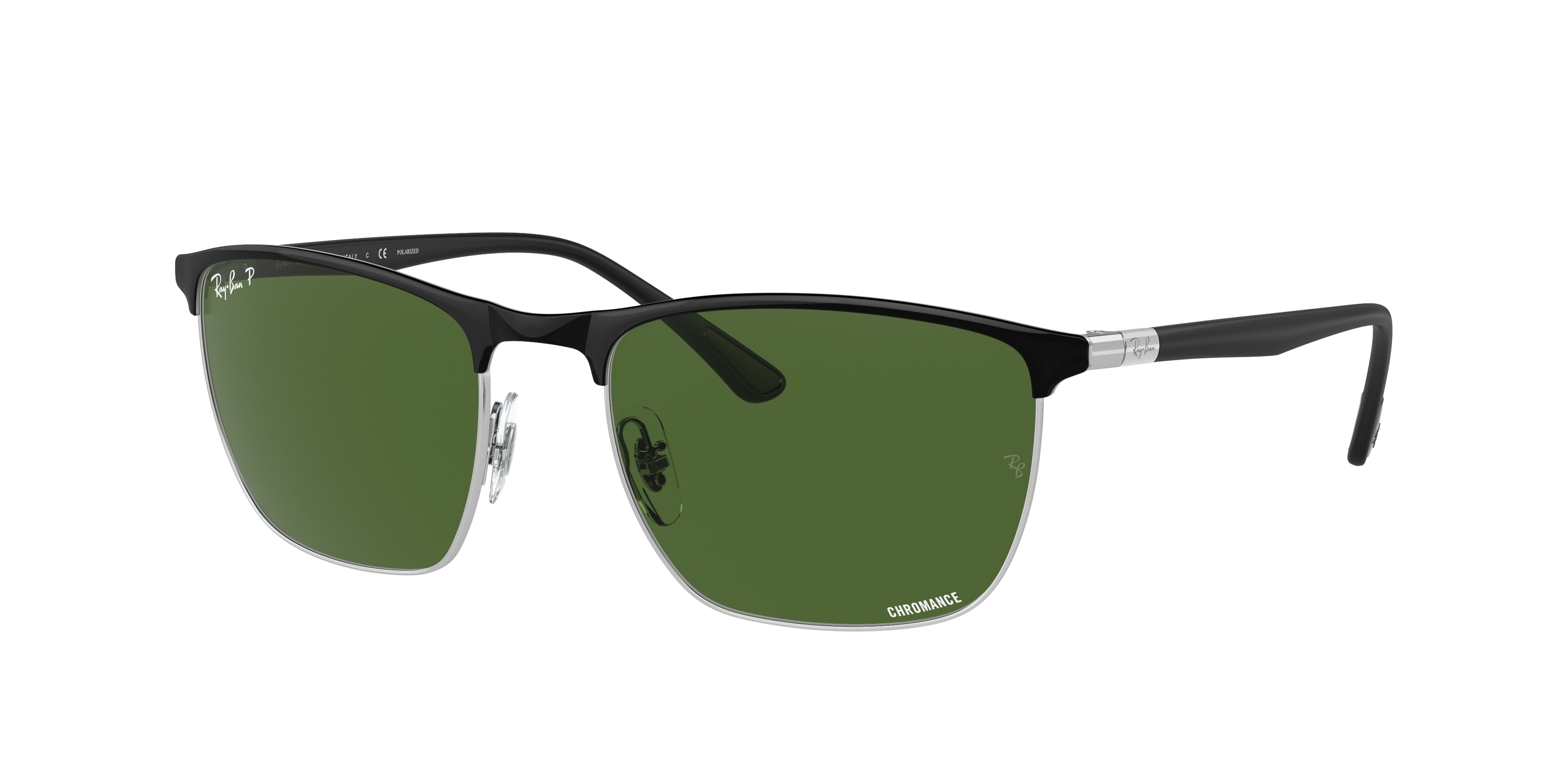 Ray - Ban Unisex RB3686 9144P1 Aurinkolasit TeräS Musta Vihreä Kyykky Polarisoitu-image